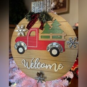 ❤️Rare Vintage Solid Wood Large
Red Truck Welcome Wall Decor‼️FINAL SALE